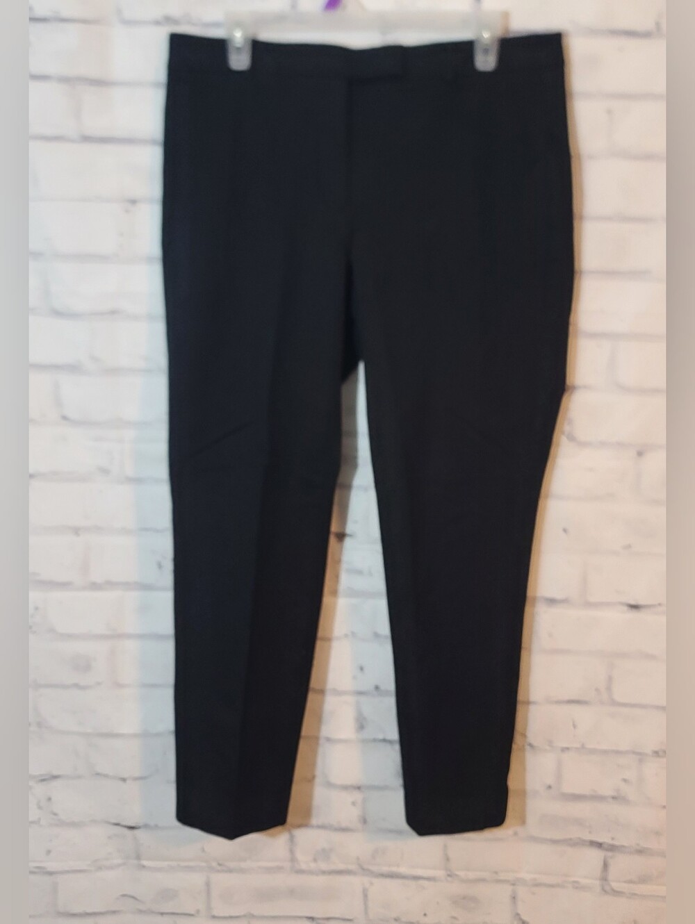 Talbots Petites High Rise Slim Flat Front Black Solid Dress Pants, 12P
